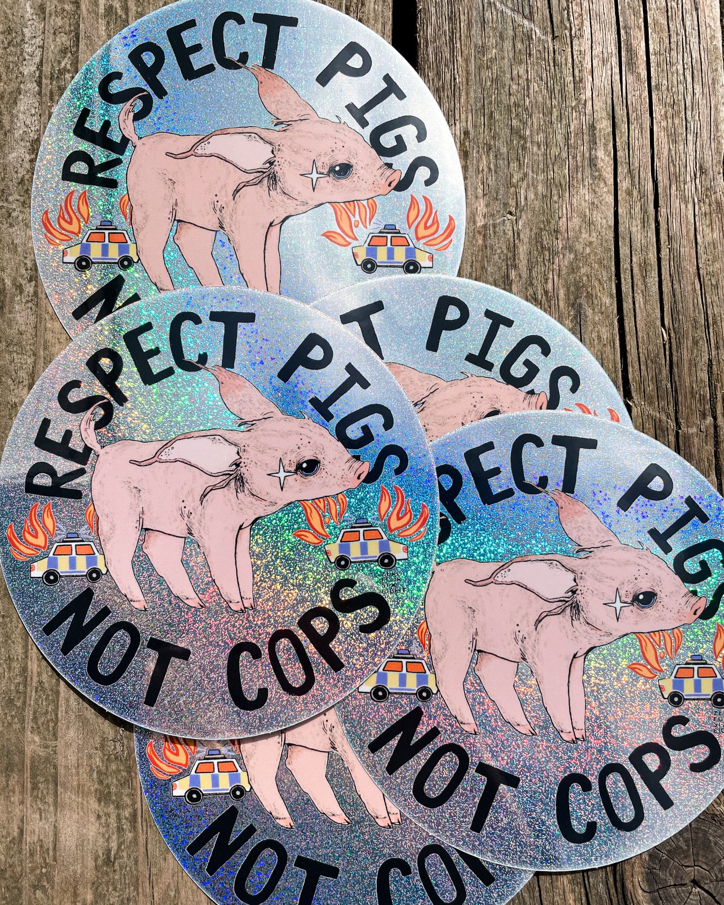 “RESPECT PIGS NOT COPS” Glitter Vinyl Sticker