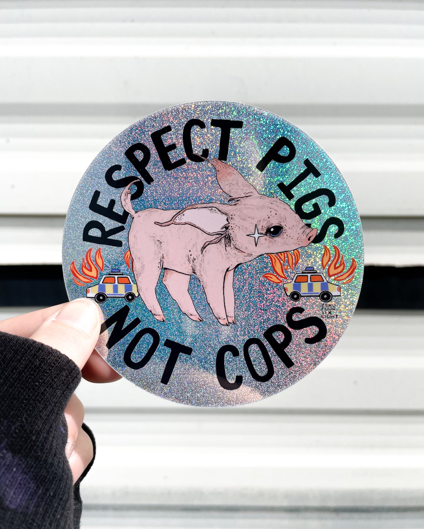 “RESPECT PIGS NOT COPS” Glitter Vinyl Sticker